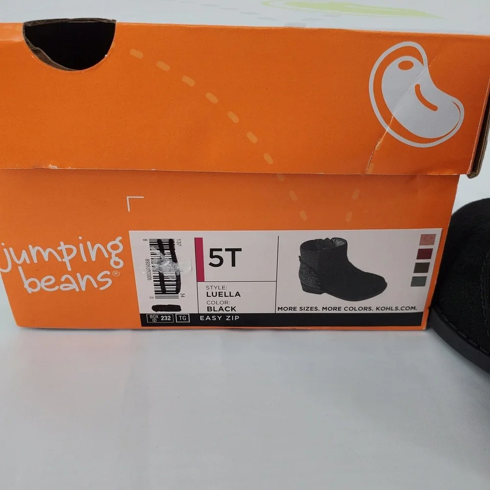 Jumping Beans Luella Black Glitter Ruffle Ankle Boots Toddler Girls Size 5T New